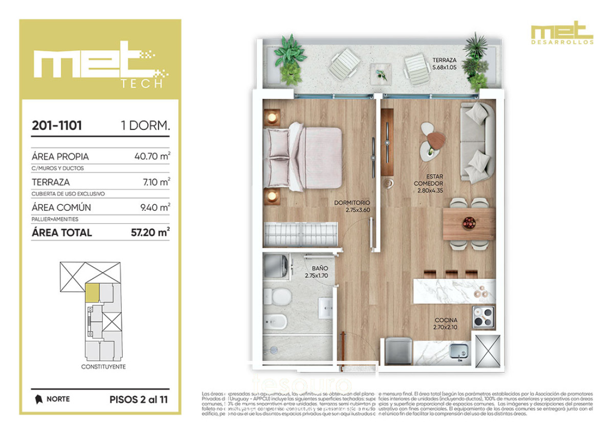 Apartamento ID.4276 - VENTA APARTAMENTO 1 DORMITORIO - CORDON