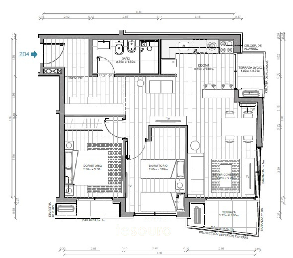 Apartamento ID.3191 - VENTA APARTAMENTO 2 DORMITORIOS - CORDÓN