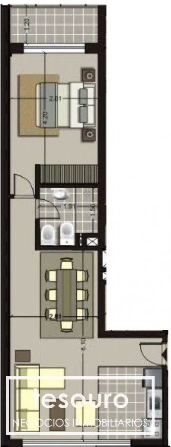 Apartamento ID.1989 - VENTA CON RENTA APARTAMENTO 1 DORMITORIO - BUCEO