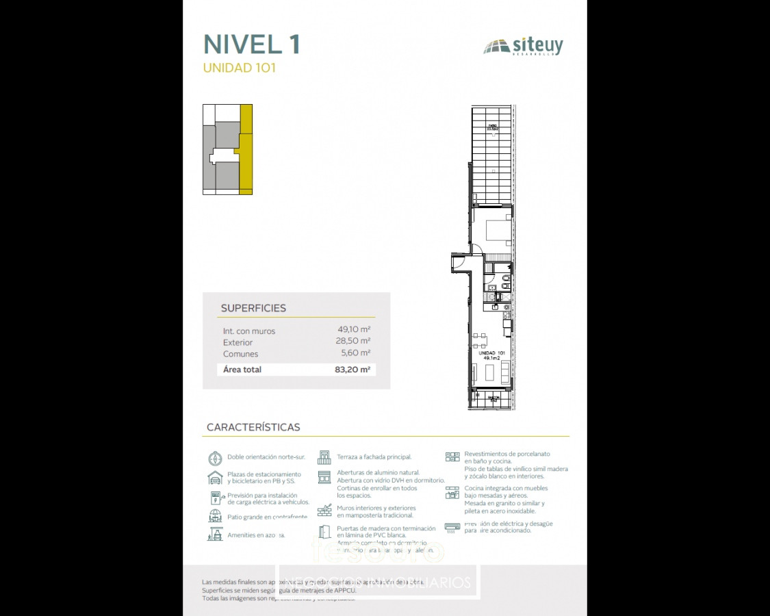 Apartamento ID.3801 - VENTA APARTAMENTO 1 DORMITORIO - CORDON