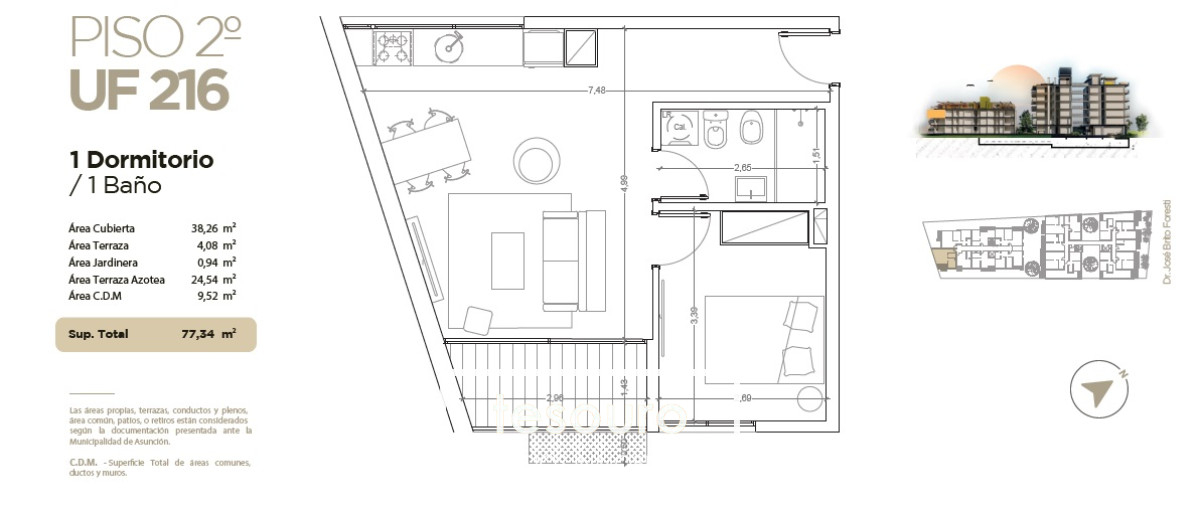 Apartamento ID.3290 - VENTA APARTAMENTO 1 DORMITORIO - LA BLANQUEADA