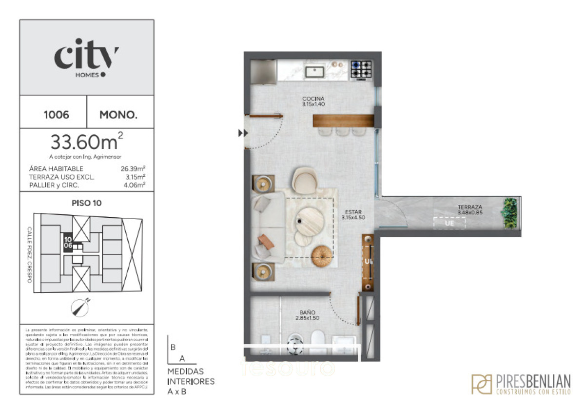 Apartamento ID.5667 - VENTA MONOAMBIENTE - CORDÓN