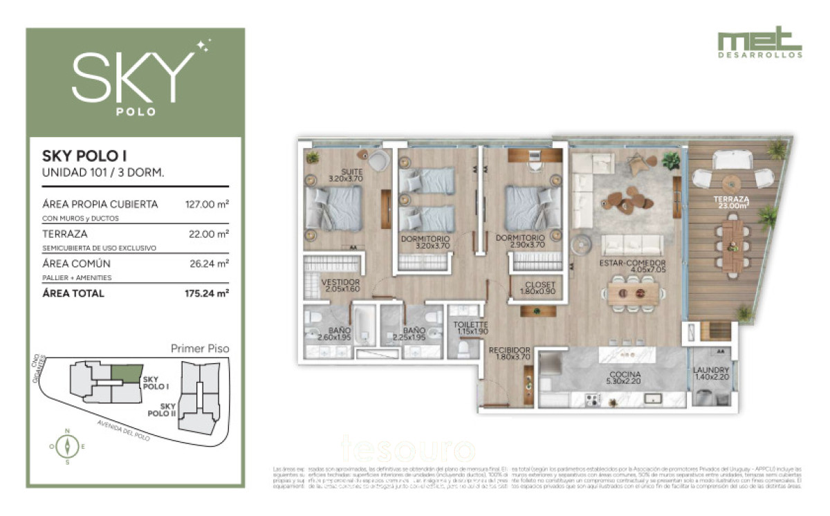 Apartamento ID.4807 - VENTA APARTAMENTO 3 DORMITORIOS - CARRASCO NORTE