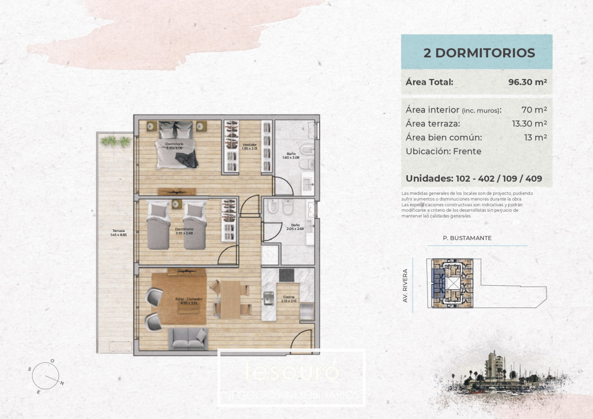 Apartamento ID.4968 - VENTA APARTAMENTO 2 DORMITORIOS - POCITOS NUEVO