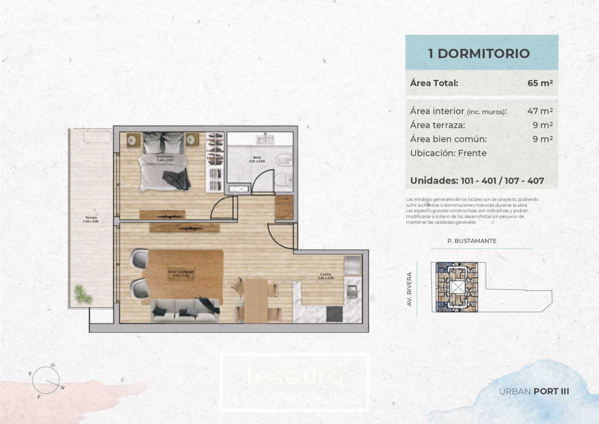 Apartamento ID.4967 - VENTA APARTAMENTO 1 DORMITORIO - POCITOS NUEVO