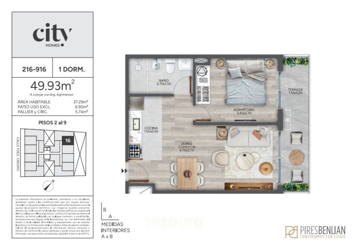Apartamento ID.5655 - VENTA APARTAMENTO 1 DORMITORIO  - CORDÓN