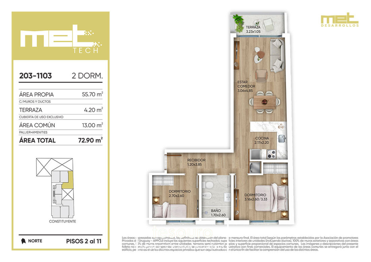 Apartamento ID.4286 - VENTA APARTAMENTO 2 DORMITORIOS - CORDON
