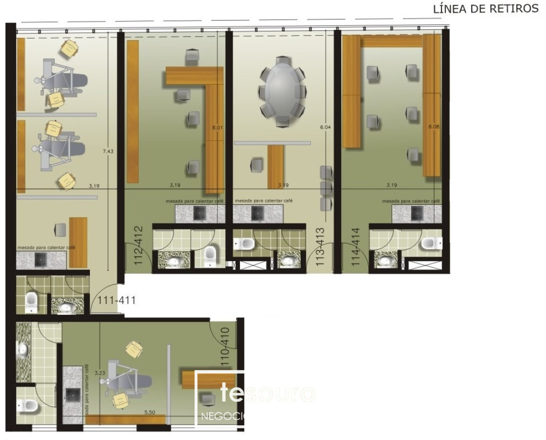 Oficina ID.3133 - VENTA GRUPO 5 OFICINAS - POCITOS NUEVO 