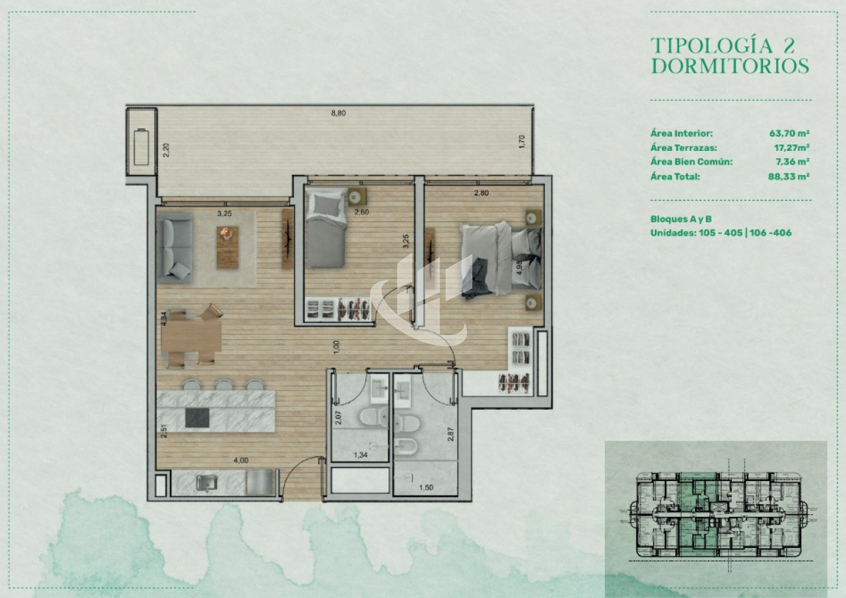 Apartamento ID.2424 - Venta Mansa Forest 2 Dormitorios, SIN GASTOS DE OCUPACION, Amenities, Garaje Opcional