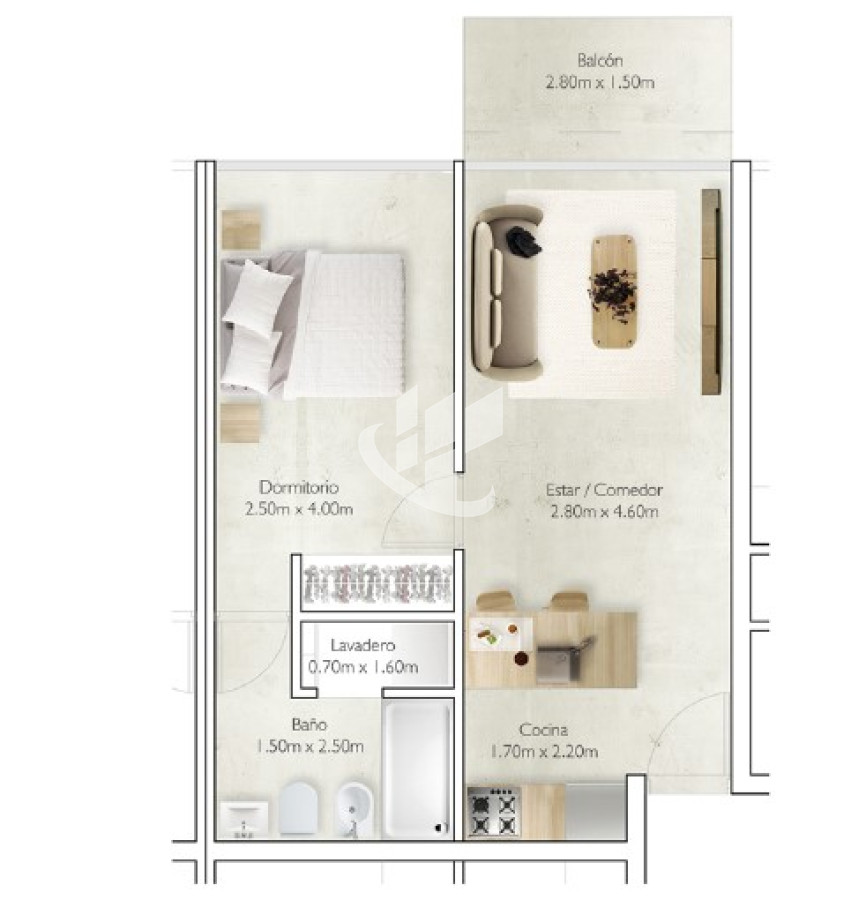 Apartamento ID.207 - Venta apartamento 1 dormitorio, con beneficios impositivos, Odizzio, Maldonado