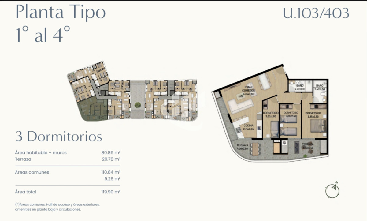 Apartamento ID.2749 - Venta Apartamento 3 dormitorios con terraza y parrillero frente al mar en Parque Carrasco 