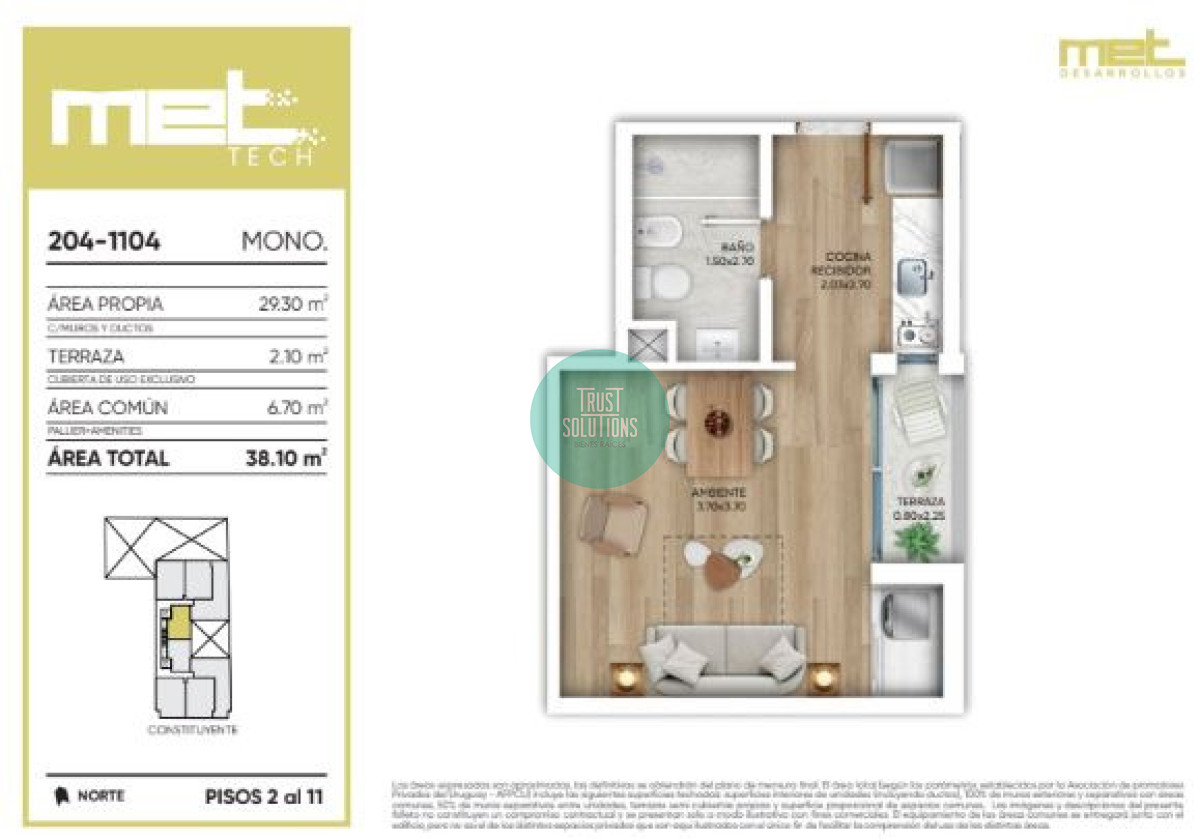 Apartamento ID.1812 - Venta Monoambiente Met Tech