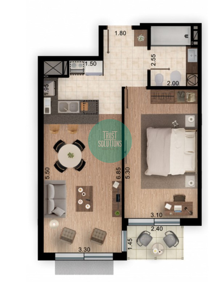Apartamento ID.942 - Venta Ap.Pocitos 1D Terraza Ed.Bull con alta renta
