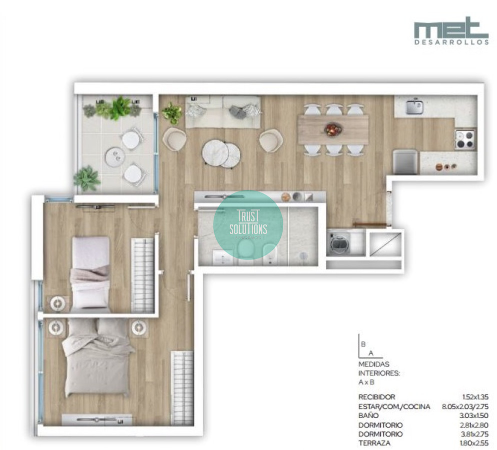 Apartamento ID.887 - Venta Ap.Centro 2D Terraza Amenities en construcción