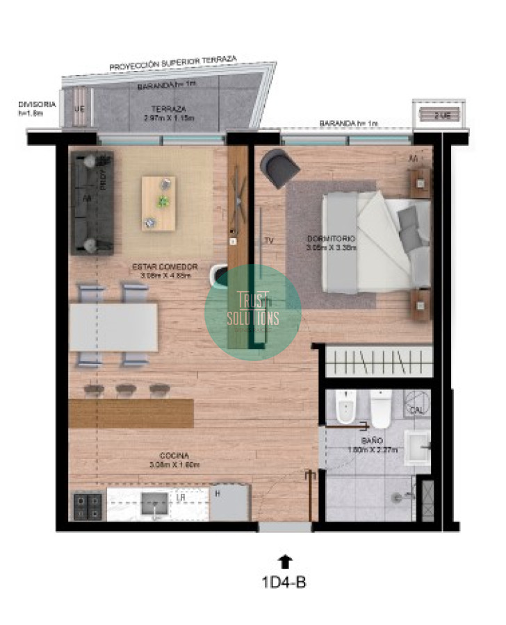 Apartamento ID.1100 - Venta Ap.Tres Cruces 1D Terraza Amenities LEY VIS