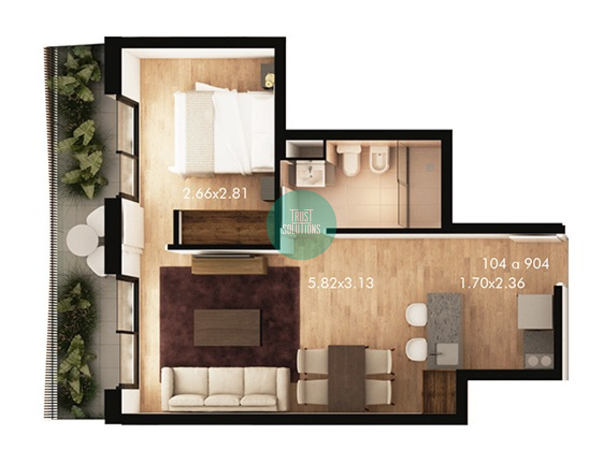 Apartamento ID.191 - Venta 2D Pocitos Terraza Amenities Ed.Be One Fit26 en construcciín