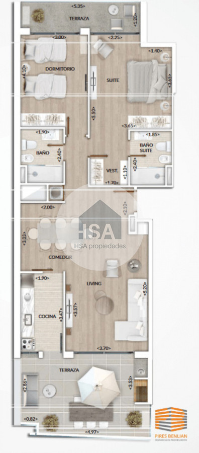 Apartamento ID.35 - Venta Apartamento Dos Dormitorios, Barrio Pocitos Nuevo