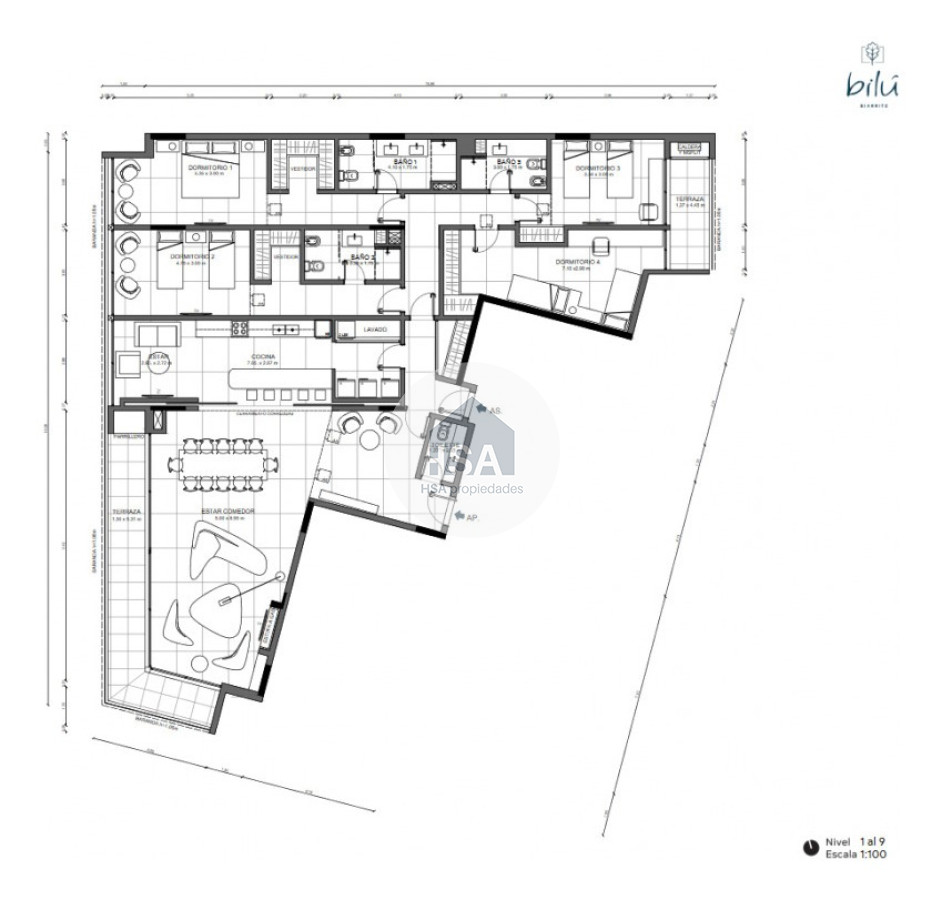 Apartamento ID.95 - Apartamento En Venta 4 Dormitorios; Barrio Pocitos