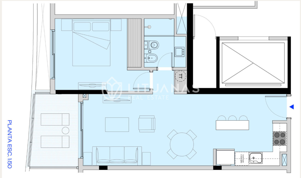 Apartamento ID.136 - EN VENTA, amplio apartamento en Punta del Este con financiación directa hasta 100 cuotas, finaliza en el 2028. 1 dormitorio. 