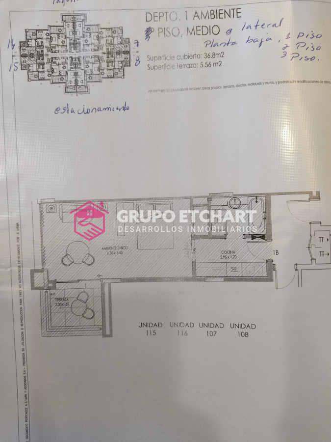 Apartamento ID.12 - Monoambiente Planta Baja, Green Park. Torre Nueva