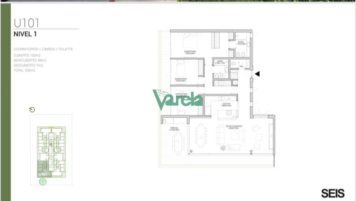 Apartamento ID.22732 - Venta apartamento,Carrasco,3 dormitorios, 3 baños, terraza amplia con parrillero, seguridad