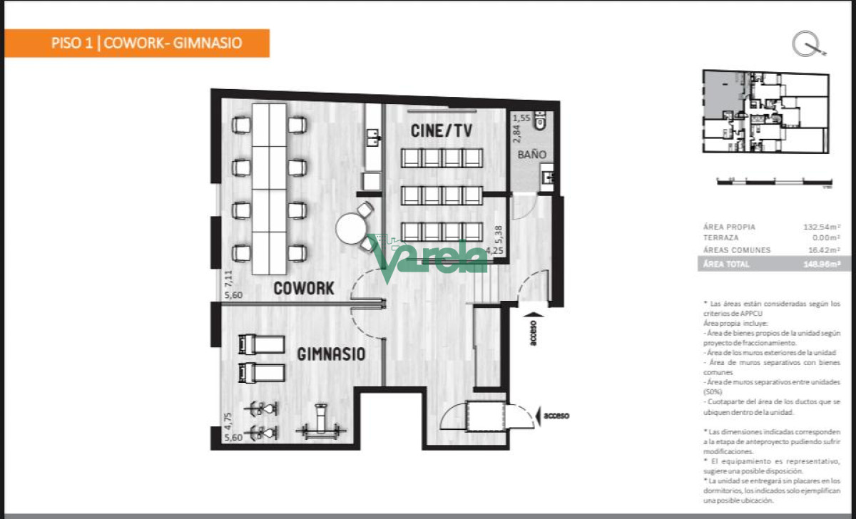 Apartamento ID.22672 - VENTA APTO Cordon, 1 dormitorio, a estrenar, amplio, edificio con parrillero,co -work y gimnasio, en regimen de vivienda promovida