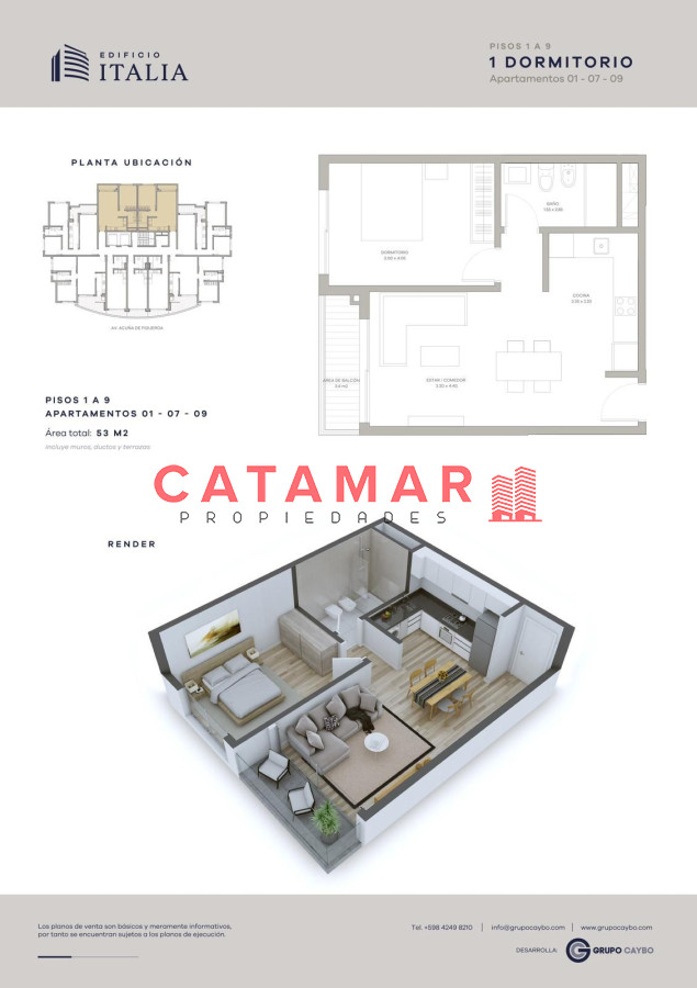 Apartamento ID.717 - Alquiler anual departamento edificio Italia maldonado