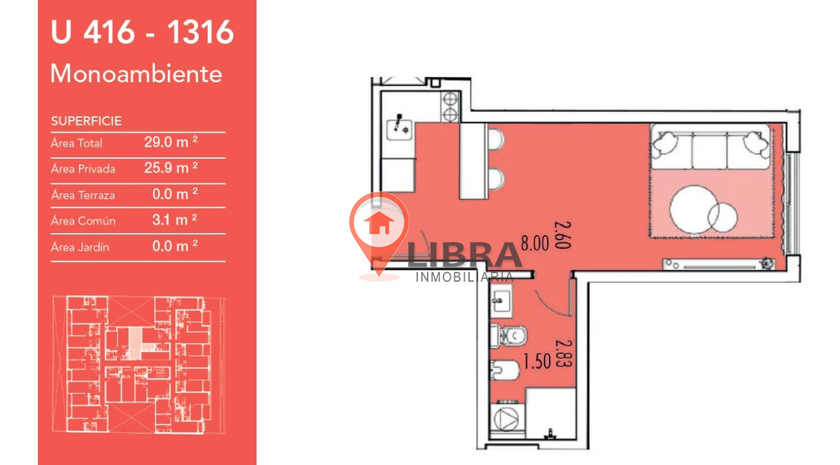Apartamento ID.5835 - APARTAMENTO MONOAMBIENTE EN PALERMO!!