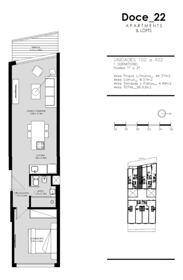 Apartamento ID.12954 - Alquiler Apartamento 1 Dormitorio Balcón Al Frente Garaje En Pocitos Nuevo