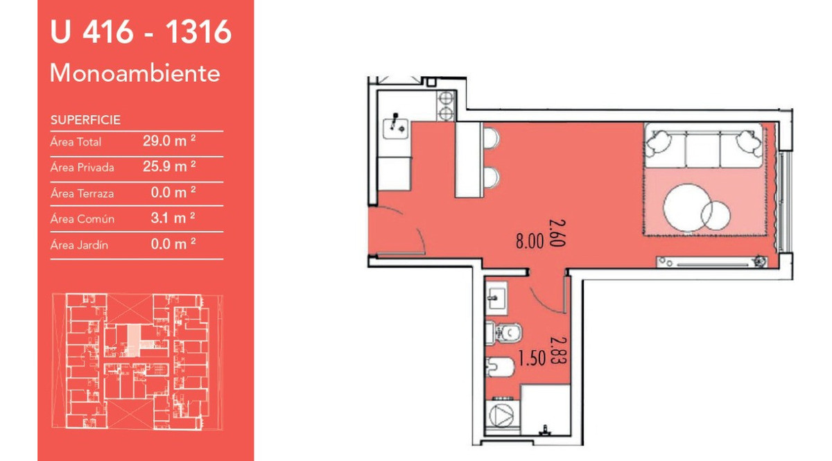 Apartamento ID.5835 - APARTAMENTO MONOAMBIENTE EN PALERMO!!