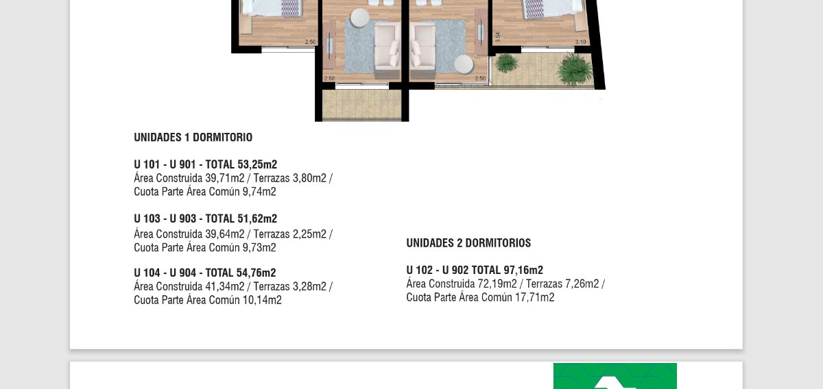 Apartamento ID.5877 - Venta Apartamento 1 Dormitorio. (Proyecto en construcción) Edificio Tatuape. Cordón Montevideo.