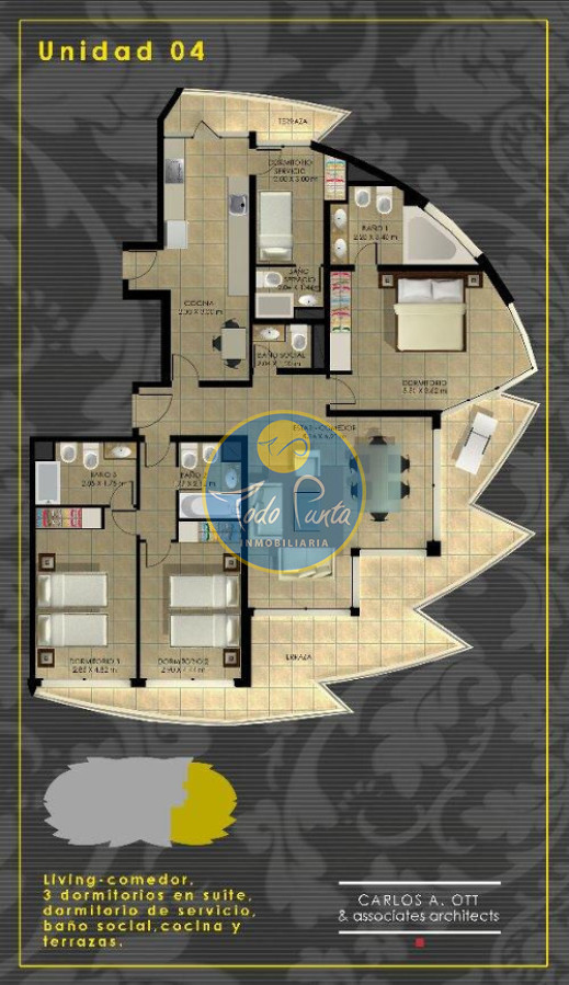Miniatura de Apartamento de 3 dormitorios en Mansa, Punta del Este | Todo Punta