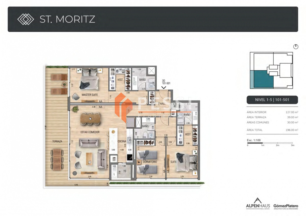 Apartamento ID.2301/Venta-apartamento-3-dormitorios-en-construcción-en-Punta-del-Este - Venta apartamento 3 dormitorios en construcción en Punta del Este