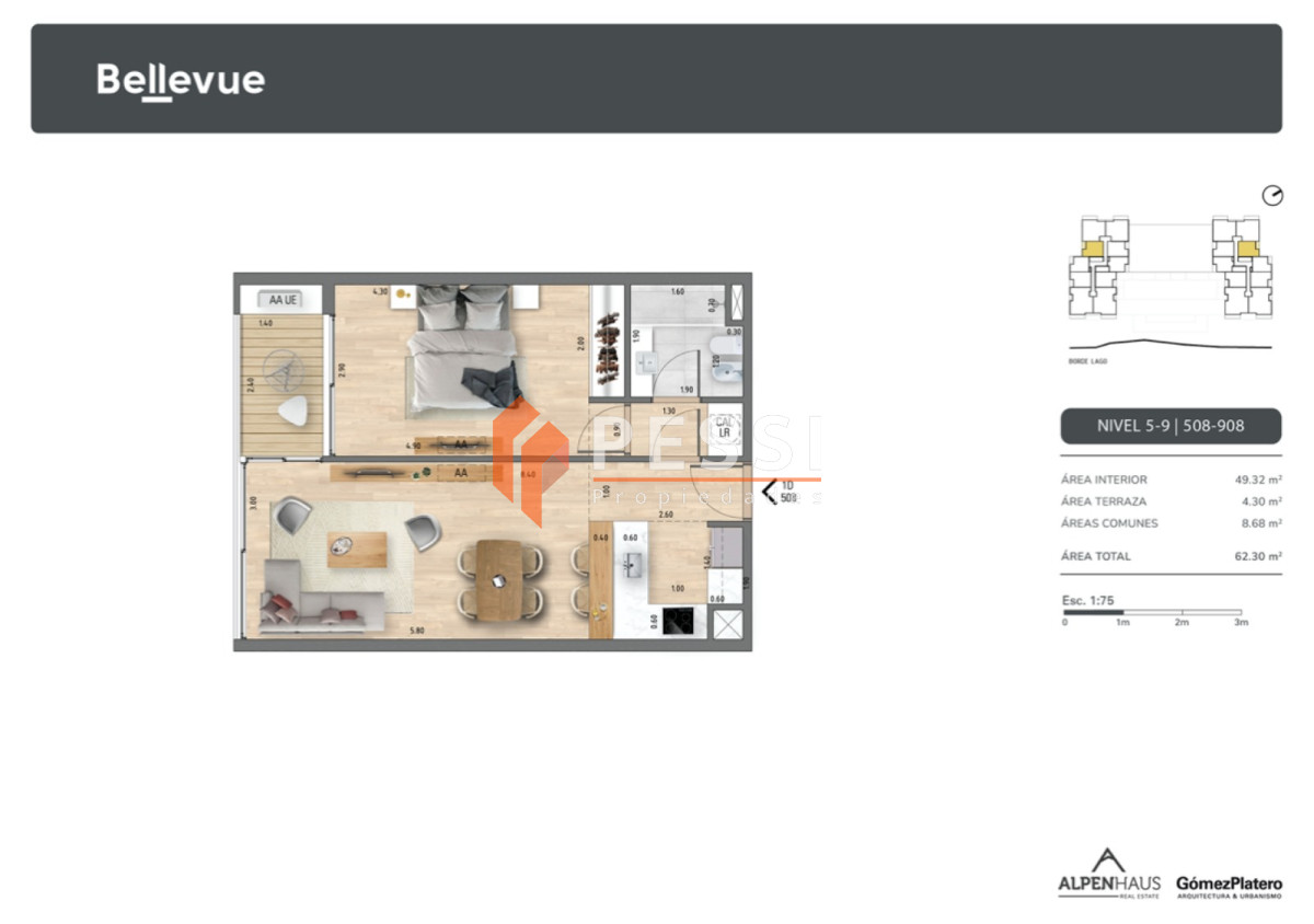 Apartamento ID.2283 - Venta apartamento 1 dormitorio en construcción en Carrasco