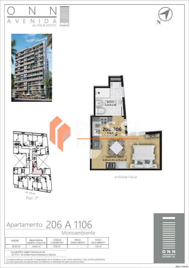 Apartamento ID.2441 - Venta monoambiente a estrenar 