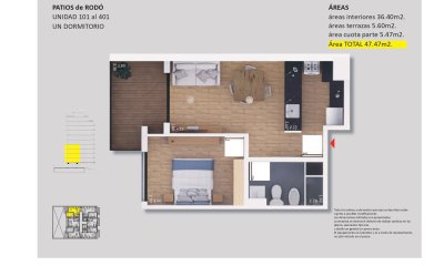 Venta apartamento 1 dormitorio en Cordón