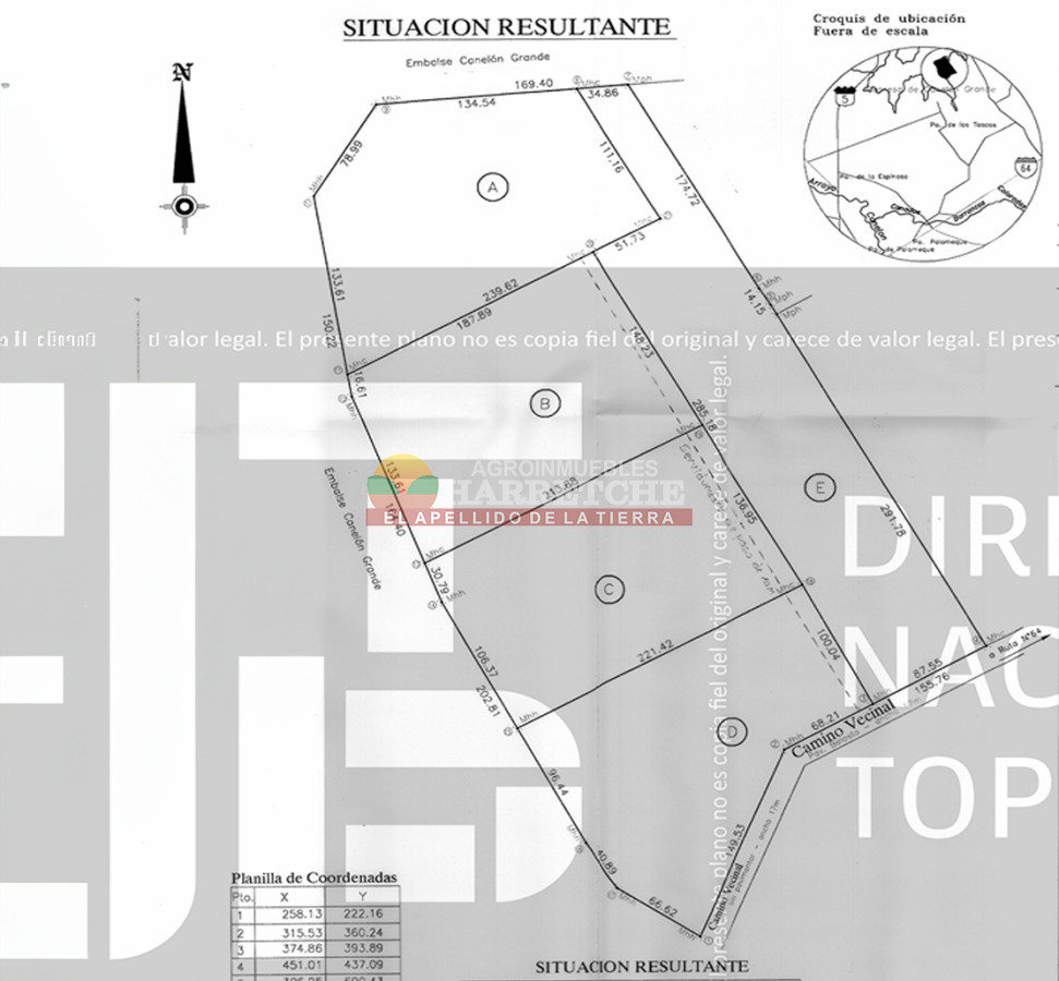Chacra ID.449 - Chacra sin construcciones con la costa del Embalse Canelón Grande Única!!