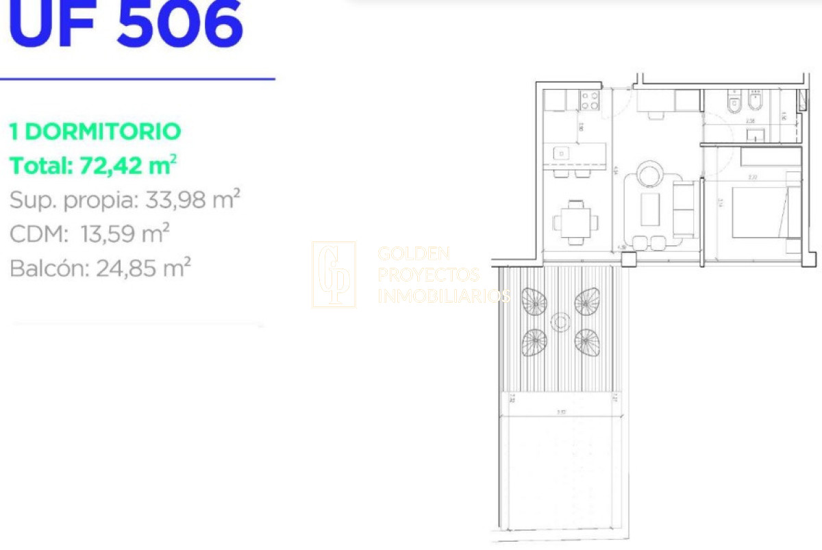 Apartamento ID.517 -  Apartamento en Venta 1 Dormitorio en 01 Vista , La Blanqueada