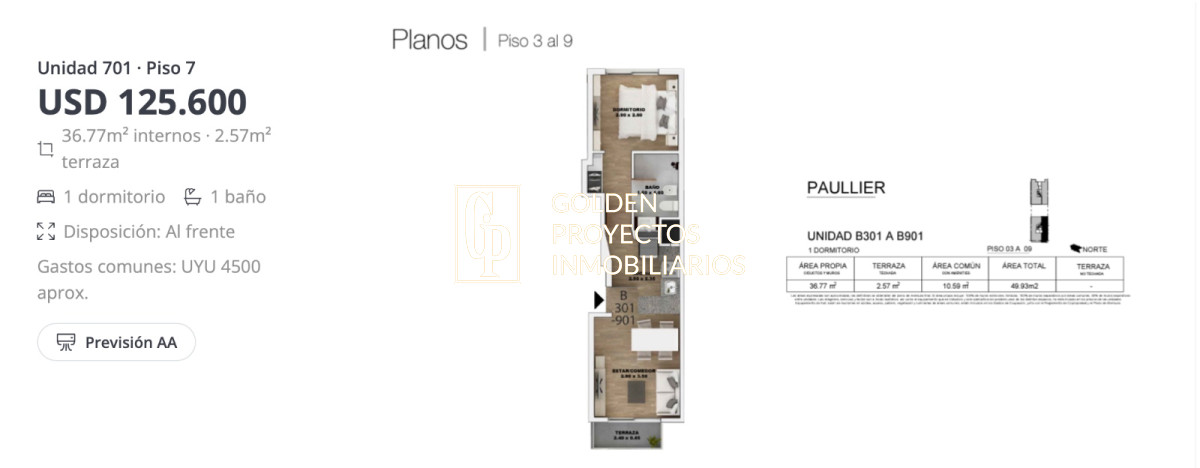 Apartamento ID.460/Apartamento-1-Dormitorio-en-ONN-Be-Hache-Paullier-,-Tres-cruces- - Apartamento 1 Dormitorio en ONN Be Hache Paullier , Tres cruces 