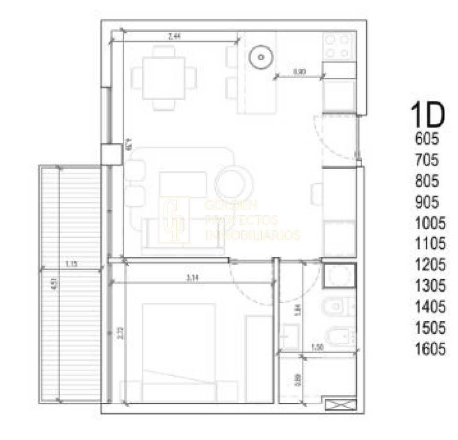 Apartamento ID.656 - Apartamento en Venta un Dormitorio ,01 Vista La Blanqueada.