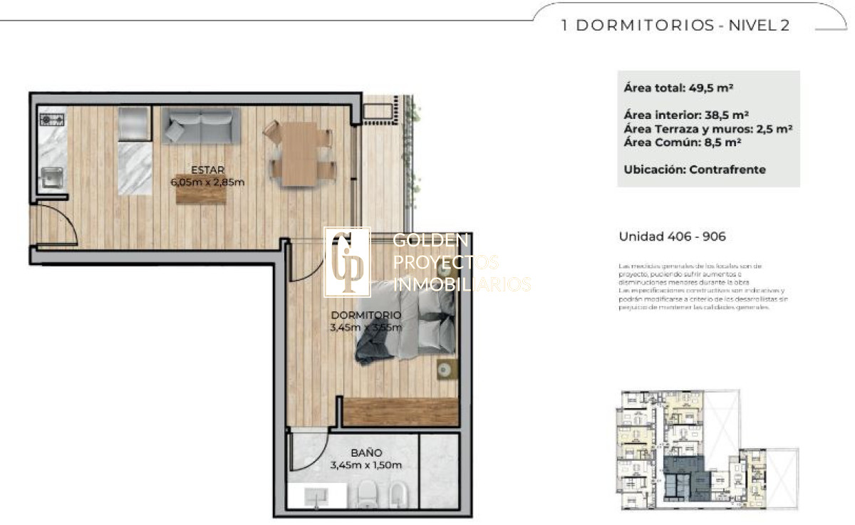 Apartamento ID.482 - Apartamento en Venta 1 dormitorio Katara , Barrio Sur
