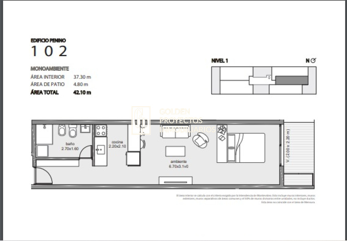 Apartamento ID.444 - monoambiente en Venta en Edificio Penino , Buceo