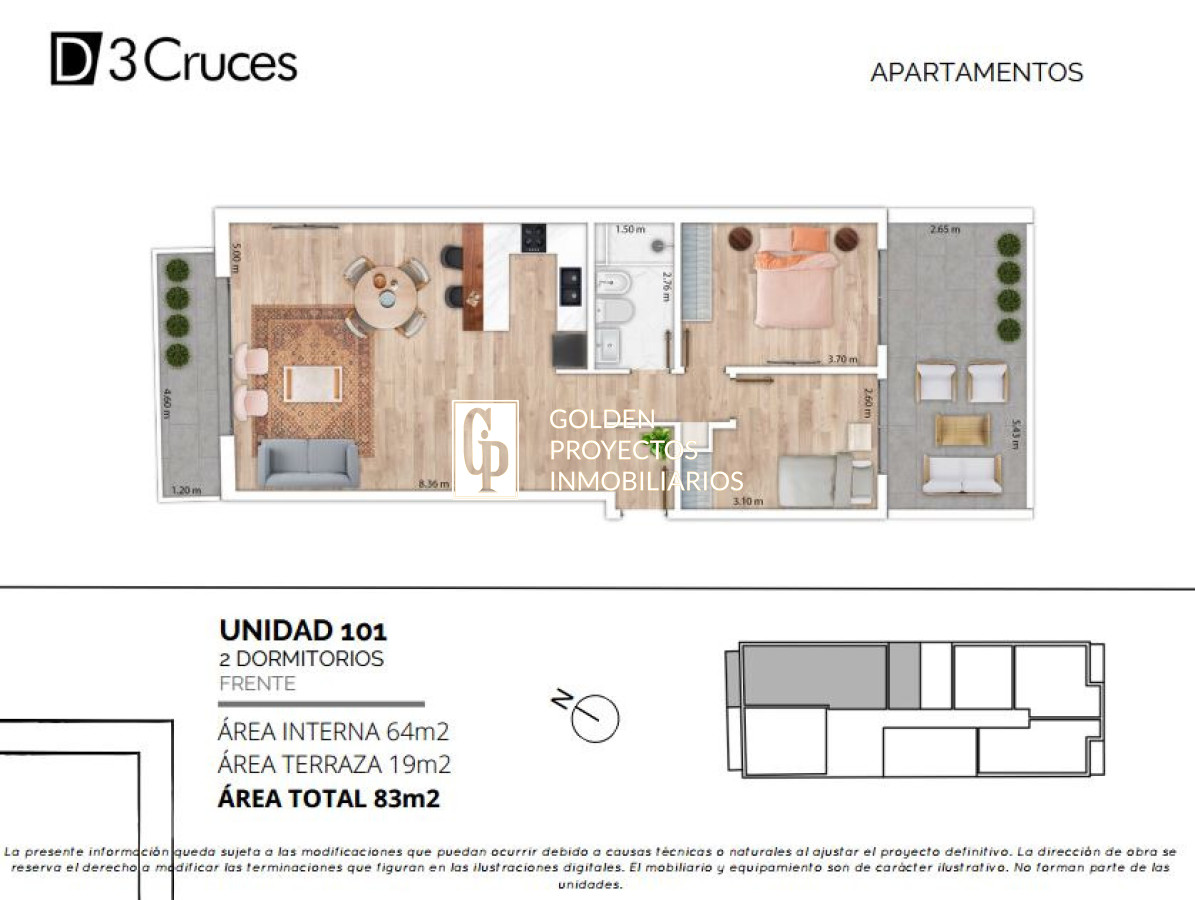 Apartamento ID.661 - Apartamento en Venta 2 Dormitorios en D3 Cruces 