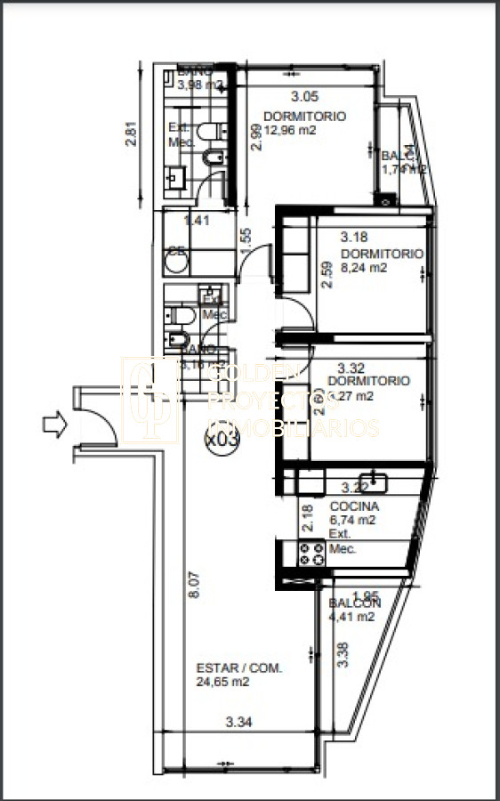 Apartamento ID.411 - Apartamento en Venta 3 dormitorios 2 baños con cochera en Punta del Este 