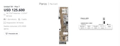 Apartamento ID.460/Apartamento-1-Dormitorio-en-ONN-Be-Hache-Paullier-,-Tres-cruces- - Apartamento 1 Dormitorio en ONN Be Hache Paullier , Tres cruces 