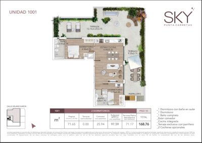 Apartamento ID.368 - Penthouse 2 dorm. 2 Gge en Venta en Sky Punta Carretas