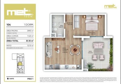 Apartamento ID.357 - Monoambiente en Venta en  MET TECH Cordón