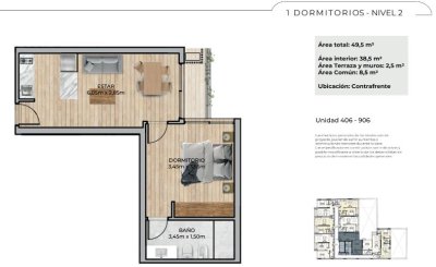 Apartamento ID.482 - Apartamento en Venta 1 dormitorio Katara , Barrio Sur