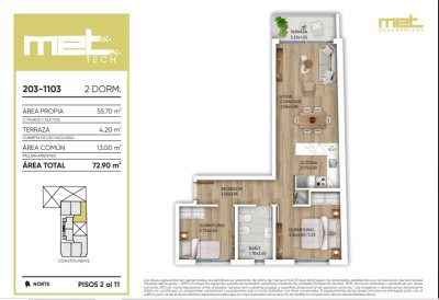 Apartamento ID.357 - Monoambiente en Venta en  MET TECH Cordón