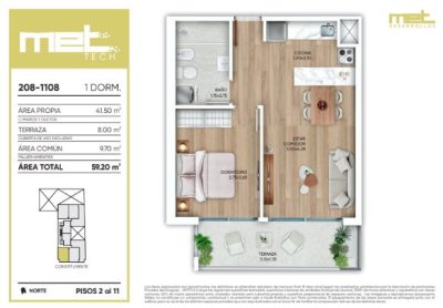Apartamento ID.357 - Apartamento un Dormitorio en Venta en  MET TECH Cordón